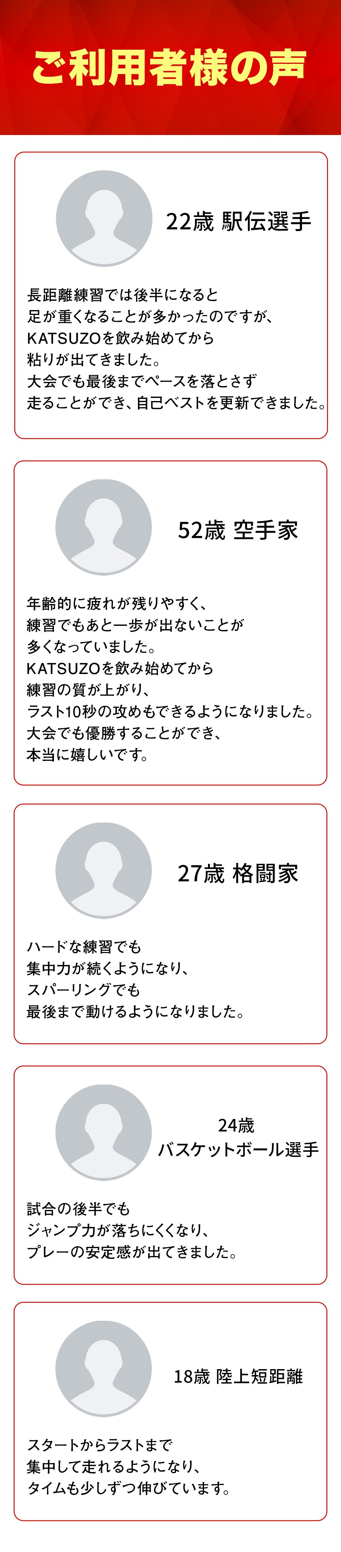 KATSUZO ご利用者様の声