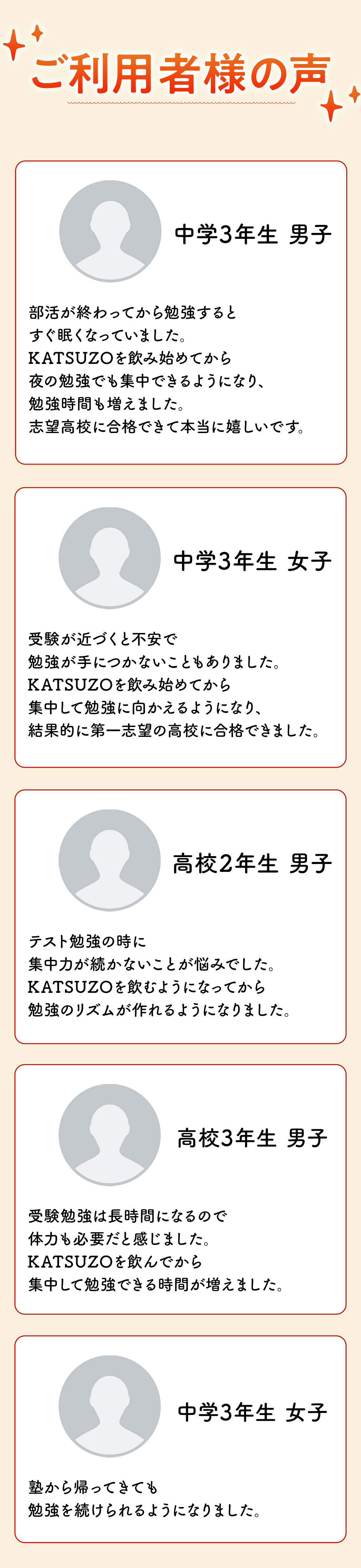 KATSUZO ご利用者様の声