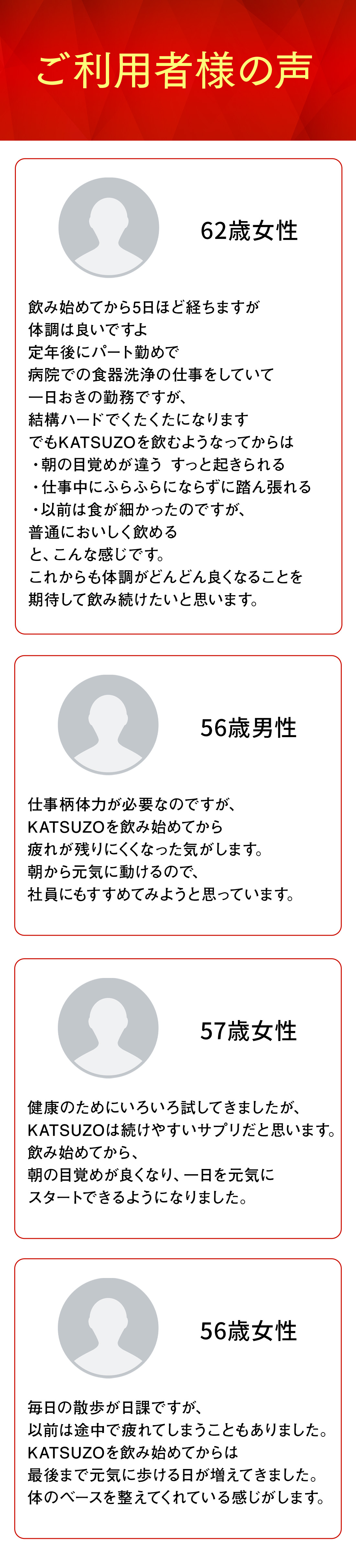 KATSUZO ご利用者様の声